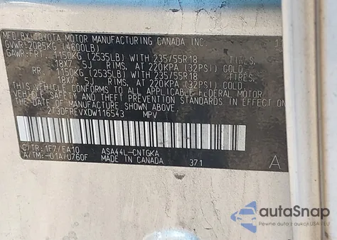 2013 Toyota Rav4 Limited from USA, damaged, VIN 2T3DFREVXDW116543